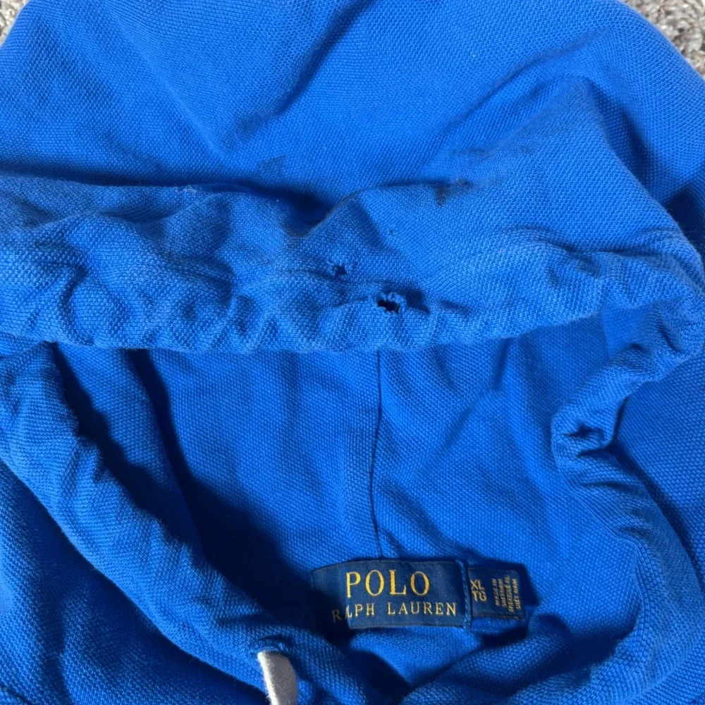 Polo Ralph Lauren Mens XL Blue Long Sleeve Big Pony Hooded‎ Henley Shirt 3 Patch